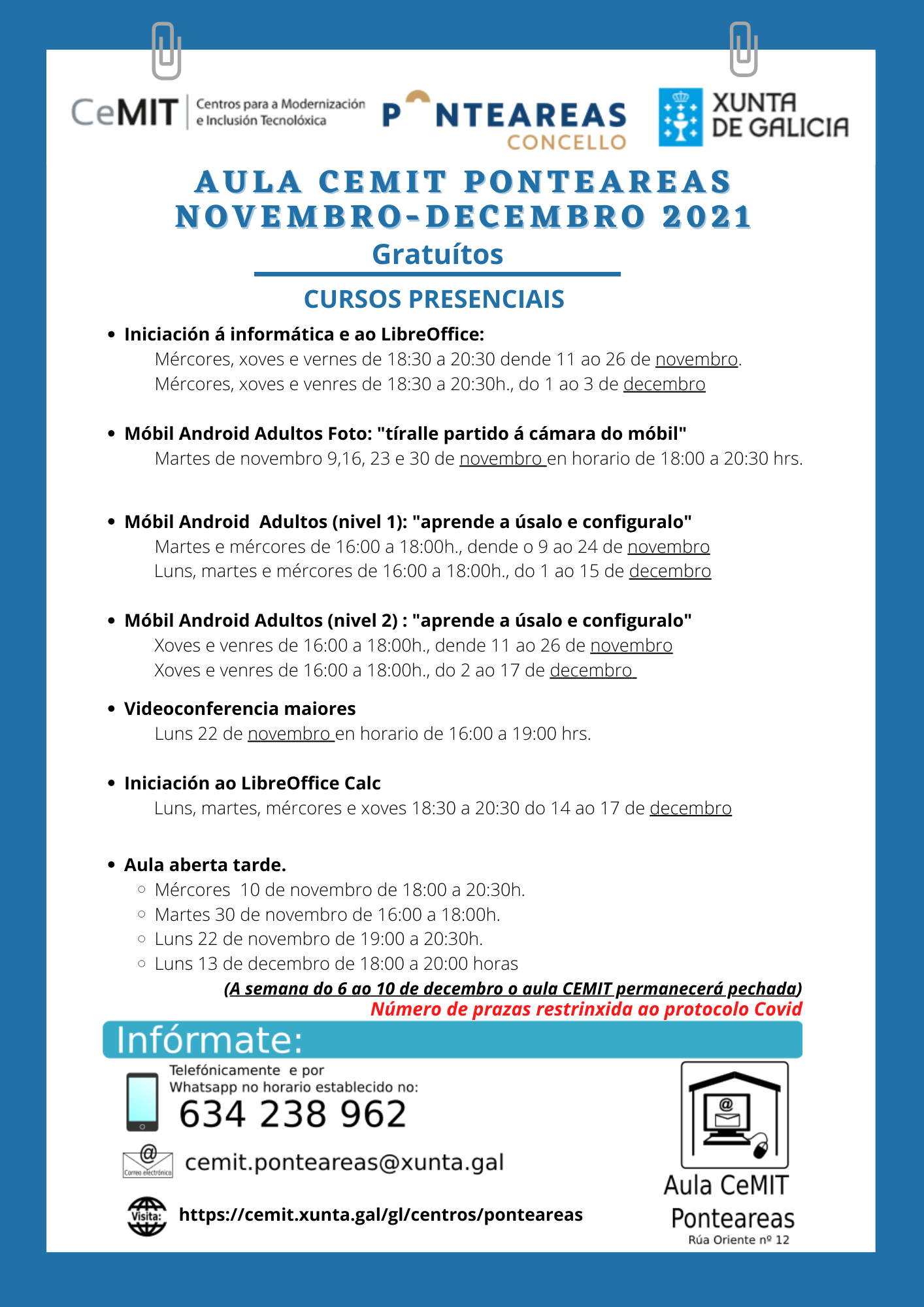 Cartaz de actividades Novembro e Decembro 2021